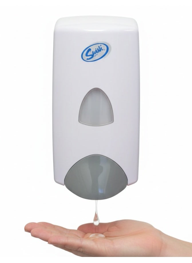 SWISH Manual Liquid Hand Wash Soap Dispenser 1000ml | Refillable Tank, Bathroom & Kitchen Use - Image 1